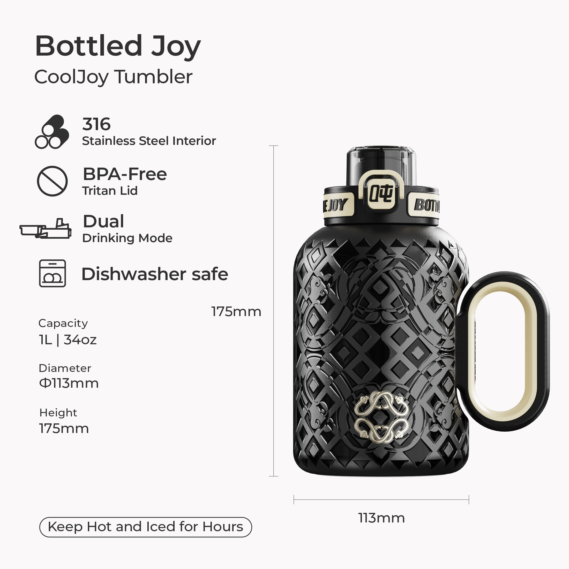 CoolJoy Sport Tumbler 1L- Insulated Sports Bottle | Bottled Joy
