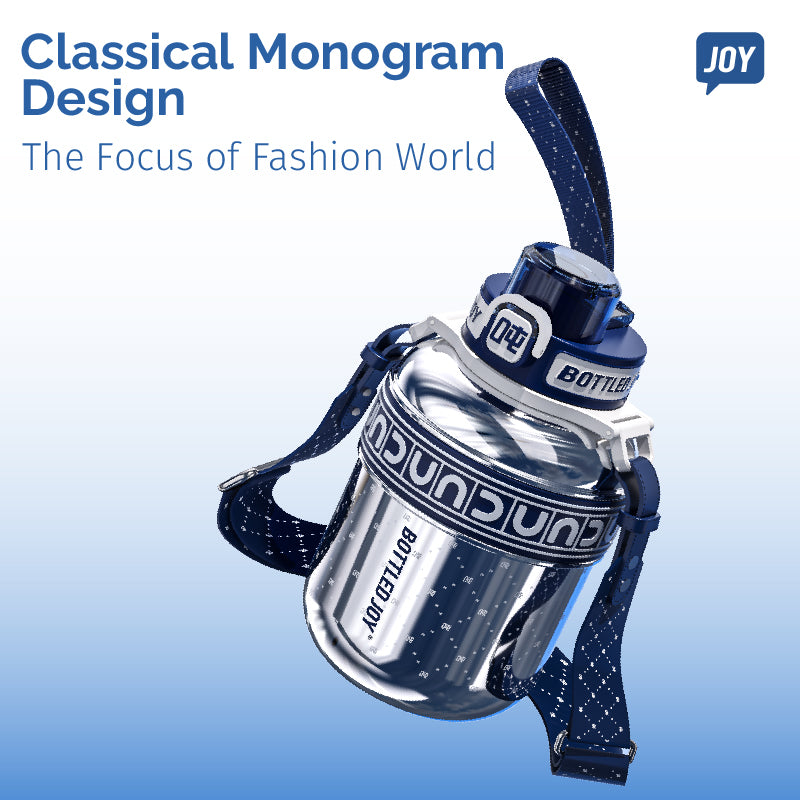 Monogram Water Bottle 1L - HydroJoy Bottle | Bottled Joy