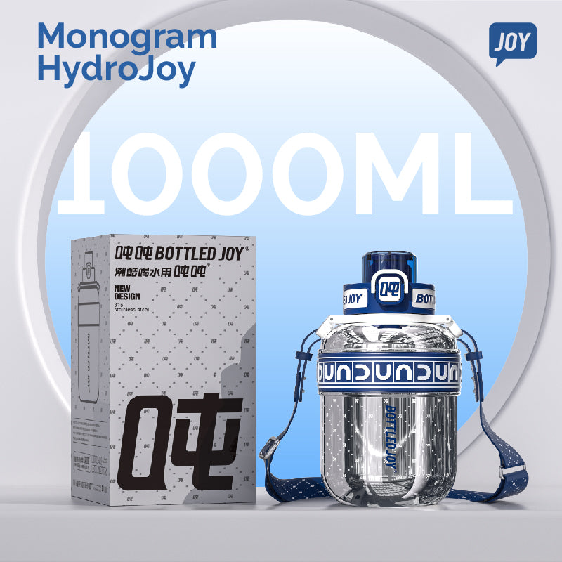 Monogram Water Bottle 1L - HydroJoy Bottle | Bottled Joy